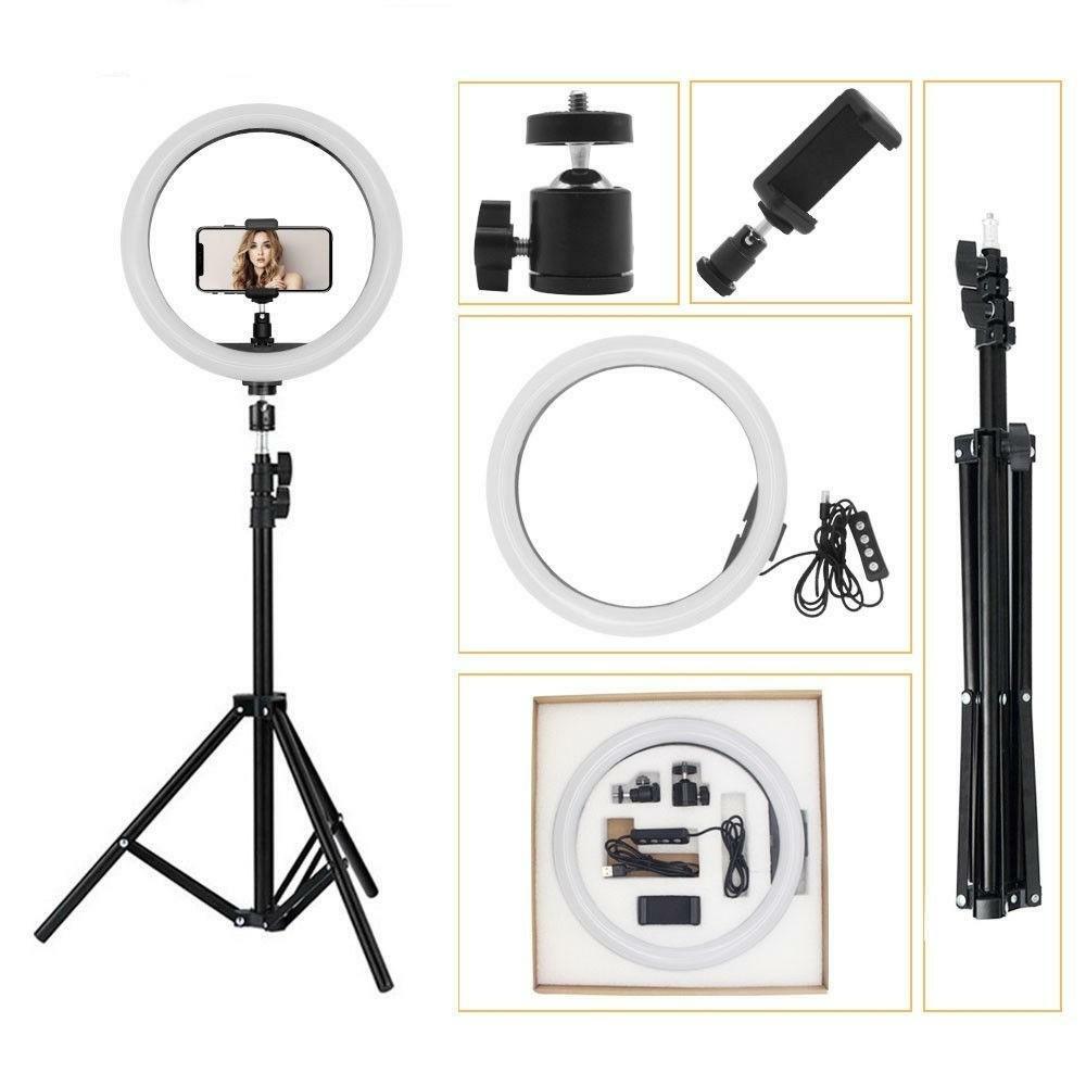 LED Ring Light with Tripod Stand & Phone Holder | Dimmable Makeup Ring Light for Vlogging, TikTok, Photography & Live Streaming