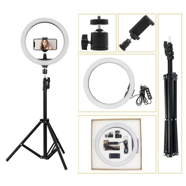 LED Ring Light with Tripod Stand & Phone Holder | Dimmable Makeup Ring Light for Vlogging, TikTok, Photography & Live Streaming